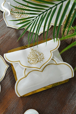 Ramadan Najma Gold Embroidered Full Placemat Set, 26 Pieces for 6