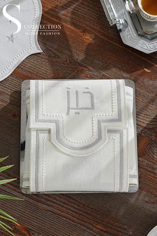 Graceful Design Bread Basket Napkin - Waterproof Fabric - Silver Embroidered