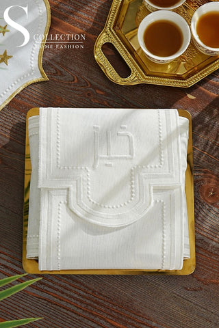 Graceful Design Bread Basket Napkin - Waterproof Fabric - Off White Embroidered