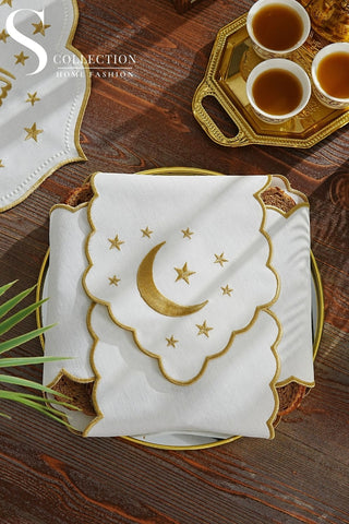 Glamorous Design Bread Basket Napkin - Waterproof Fabric - Gold Embroidered