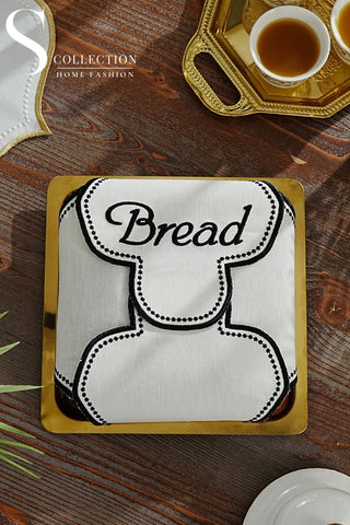 Cloud Veil Design Bread Basket Napkin - Waterproof Fabric - Black Embroidered
