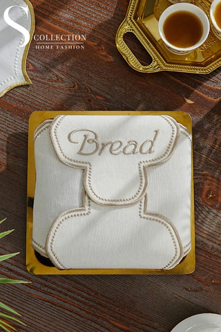 Cloud Veil Design Bread Basket Napkin - Waterproof Fabric - Cappuccino Embroidered