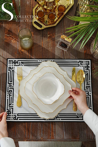 Ramadan Khair wa Barakah Black Embroidered Placemats, 12 Pieces for 12