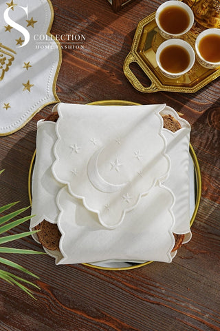 Glamorous Design Bread Basket Napkin - Waterproof Fabric - Off White Embroidered