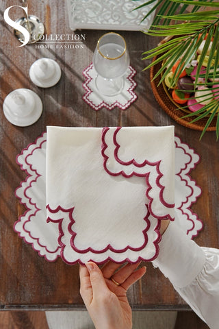 Rosaline Light Plum Embroidered Placemat Set, 24 Pieces for 6