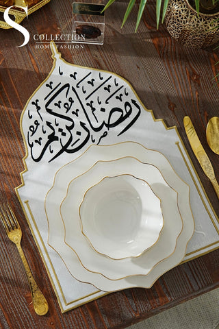 Ramadan Qubba Gold & Black Embroidered Placemats, 12 Pieces for 12
