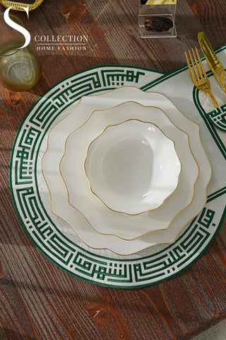 Layali Green Embroidered Placemats, 12 Pieces for 12