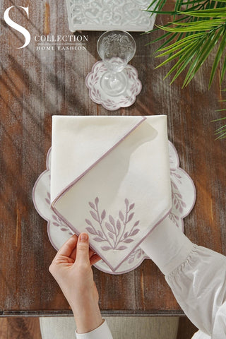 Chantal Rose Embroidered Placemat Set, 24 Pieces for 6