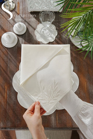 Chantal Off White Embroidered Placemat Set, 24 Pieces for 6