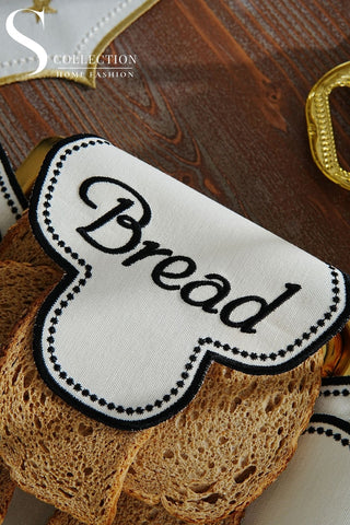 Cloud Veil Design Bread Basket Napkin - Waterproof Fabric - Black Embroidered