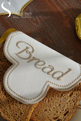 Cloud Veil Design Bread Basket Napkin - Waterproof Fabric - Cappuccino Embroidered