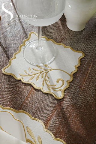 Lilac Soleil Gold Embroidered Placemat Set, 24 Pieces for 6