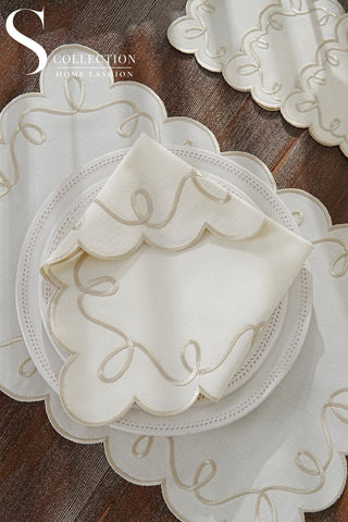 Giovanni Stone Embroidered Placemat Set, 24 Pieces for 6