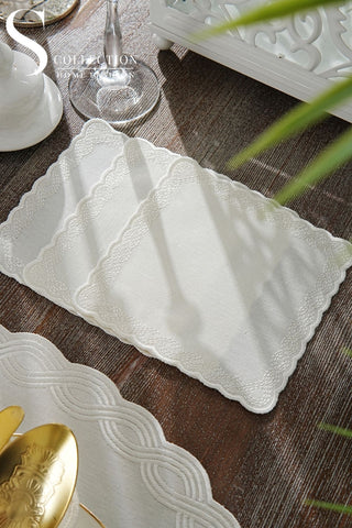 Ocean Braid Off White Embroidered Placemat Set, 24 Pieces for 6