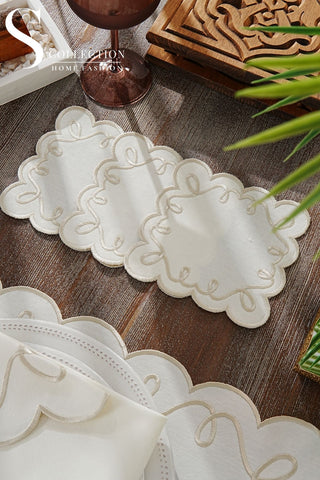 Giovanni Stone Embroidered Placemat Set, 24 Pieces for 6