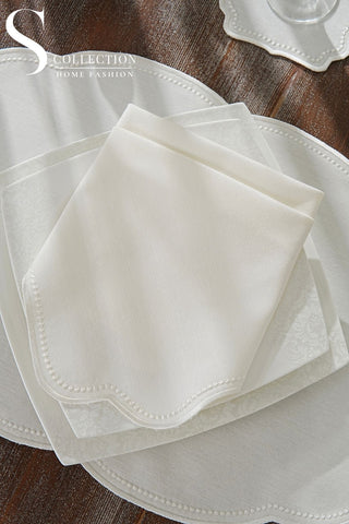 Alice Off White Embroidered Placemat Set, 24 Pieces for 6