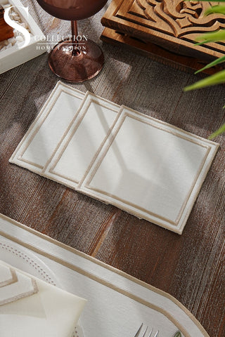 Dora Cappuccino Embroidered Placemat Set, 18 Pieces for 6