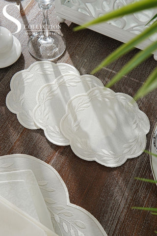 Chantal Off White Embroidered Placemat Set, 24 Pieces for 6