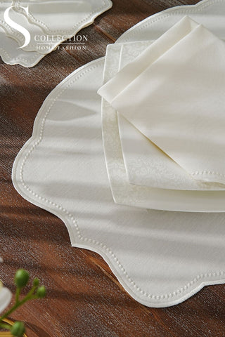 Alice Off White Embroidered Placemat Set, 24 Pieces for 6