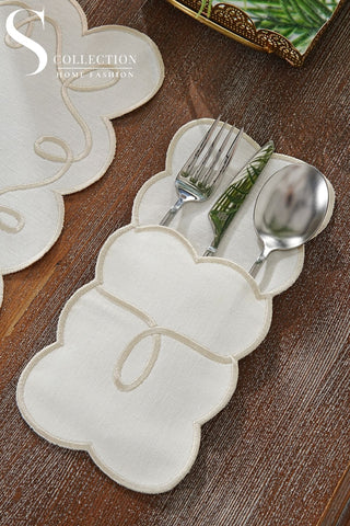Giovanni Stone Embroidered Placemat Set, 24 Pieces for 6