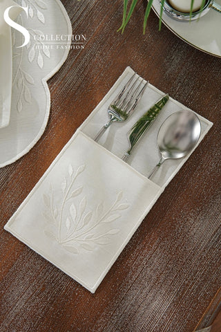 Chantal Off White Embroidered Placemat Set, 24 Pieces for 6
