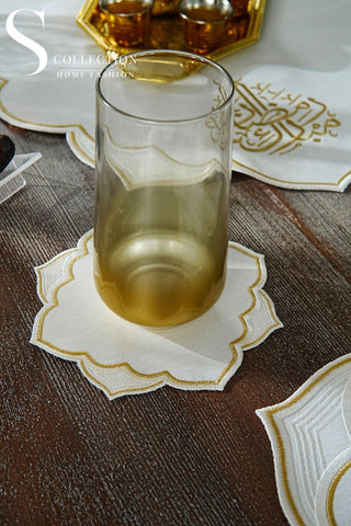 Ramadan Najma Gold Embroidered Full Placemat Set, 26 Pieces for 6