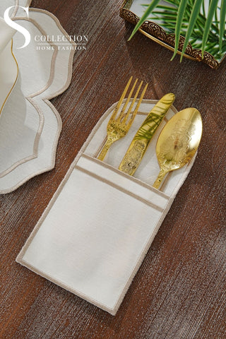 Valeria Cappuccino Embroidered Placemat Set, 24 Pieces for 6