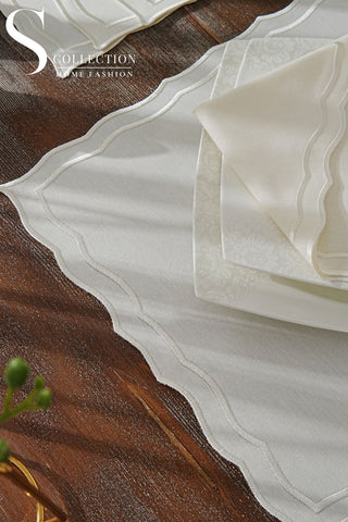 Leo Off White Embroidered Placemat Set, 24 Pieces for 6
