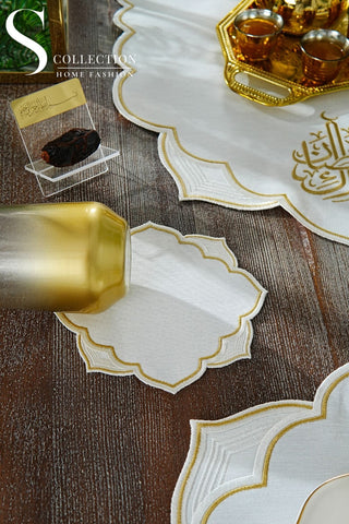 Ramadan Najma Gold Embroidered Full Placemat Set, 26 Pieces for 6