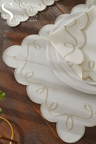 Giovanni Stone Embroidered Placemat Set, 24 Pieces for 6