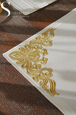 Evelyn Gold Embroidered Placemat Set, 24 Pieces for 6