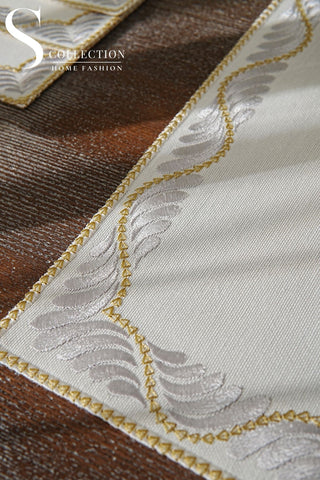 Ocean Silver & Gold Embroidered Placemat Set, 24 Pieces for 6