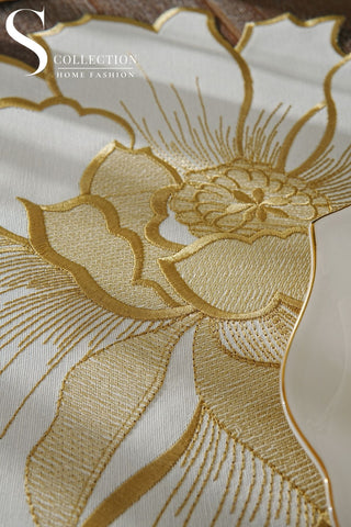 Eloise Gold Embroidered Placemat Set, 24 Pieces for 6