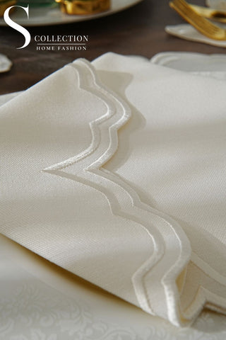 Cloud Off White Embroidered Placemat Set, 24 Pieces for 6