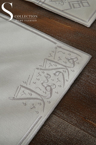 Welcome Elegance Silver Embroidered Placemat Set, 24 Pieces for 6