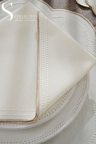 Floria Cappuccino Embroidered Placemat Set, 24 Pieces for 6