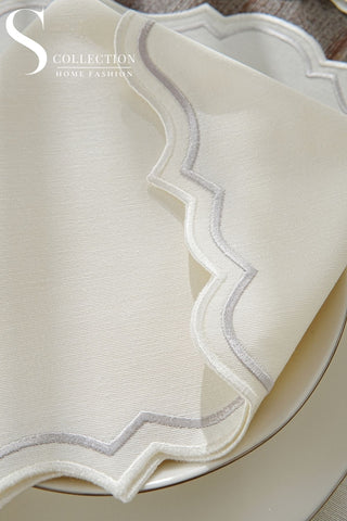 Camila Silver & Off White Embroidered Placemat Set, 24 Pieces for 6 – S COLLECTION – image 8