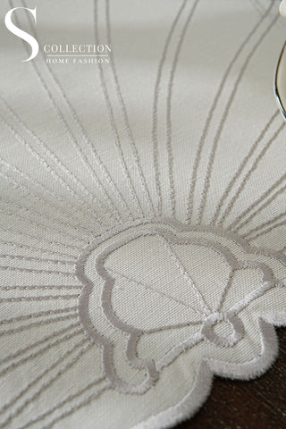 Marine Silver Embroidered Placemat Set, 24 Pieces for 6