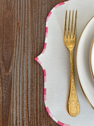 Zebra Pink Embroidered Placemats, 12 Pieces for 12