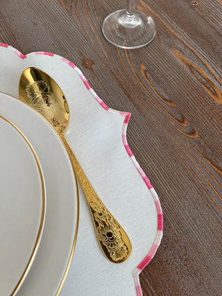 Zebra Pink Embroidered Placemats, 12 Pieces for 12