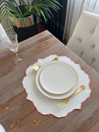 Zebra Pink Embroidered Placemats, 12 Pieces for 12