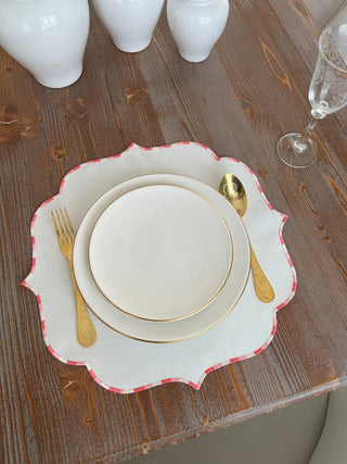 Zebra Pink Embroidered Placemats, 12 Pieces for 12