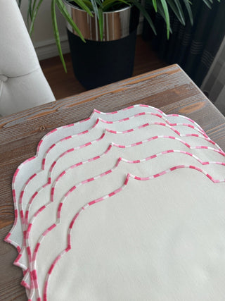 Zebra Pink Embroidered Placemats, 12 Pieces for 12