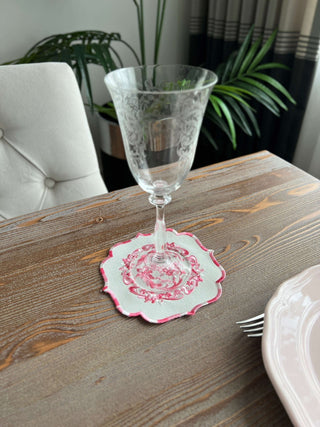 Bouquet Design Cocktail Napkin - Waterproof Fabric - Pink Embroidered