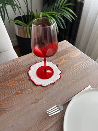 Zebra Design Cocktail Napkin - Waterproof Fabric - Burgundy Embroidered