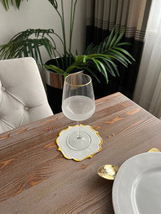 Zebra Design Cocktail Napkin - Waterproof Fabric - Yellow Embroidered