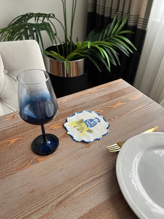 Viola Design Cocktail Napkin - Waterproof Fabric - Colorful Embroidered
