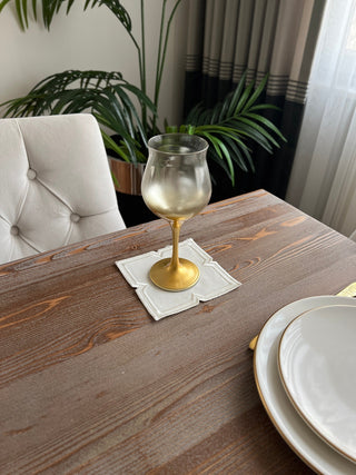 Luxa Design Cocktail Napkin - Waterproof Fabric - Off White Embroidered