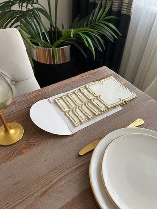 Luxa Design Cocktail Napkin - Waterproof Fabric - Shine Gold Embroidered