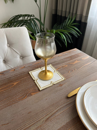 Luxa Design Cocktail Napkin - Waterproof Fabric - Shine Gold Embroidered